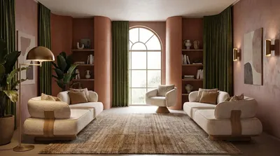 Productafbeelding van Bankstel 3+3+1 set, beige, met tafel. Moderne 3-zitsbank en fauteuil, AI-gegenereerde afbeelding