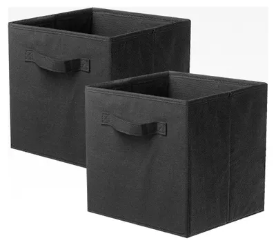 Produktbild von Faltbare Aufbewahrungsboxen aus Stoff, 2 Stück, Würfelform, Schwarz
