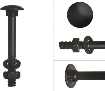 Produktbild von Schlossschrauben mit Mutter und Scheibe verzinkt schwarz M6 x 50 mm - pro 25 Stück