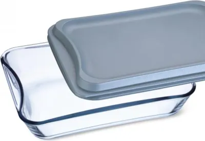 Produktbild von Brat- & Backschale 3,5 l aus Borosilikatglas mit Deckel – eckige Auflaufform hitzebeständig von –40 bis +300 °C