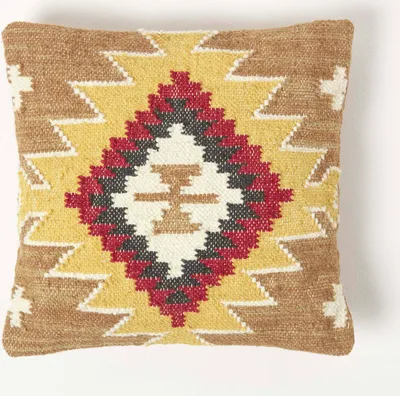 Produktbild von HOMESCAPES Handgewebtes Kelim-Kissen Jaipur – Kissen 45x45 cm mit Federfüllung