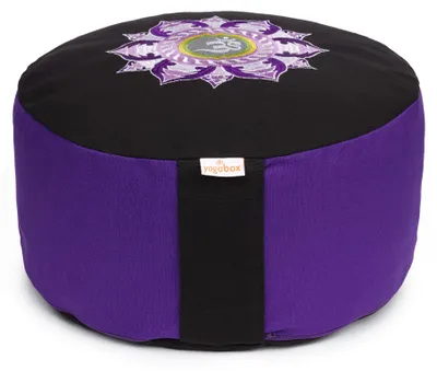 Produktbild von yogabox Meditationskissen Glückssitz® Lotus Stick lila / schwarz - violett/schwarz