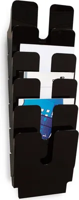 Produktbild von Wandhalterung für Broschüren - 6 Fächer - schwarz - A4 Format