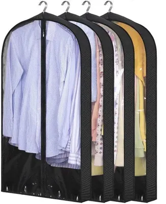 Image de Ensemble de housses de protection Ibzoa® (2 pièces) – housses transparentes et anti-poussière pour costumes, robes et manteaux, dimensions : 60 x 10 x 152 cm