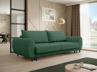 Obrázek produktu pro BEAUTYSOFA | Moderní pohovka CORTEZ – pohovka s funkcí rozkládání a úložným prostorem – tmavě zelená