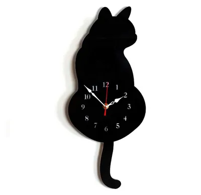 Produktbild von Cartoon Katzen Wanduhr, Kinderzimmer Dekoration, Wohnzimmer, Leise Quarzuhr, Schwanzpendel