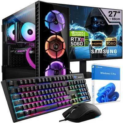 Produktbild von KRAFTPC Gaming PC Komplett Set Intel Core i9 12900KF - GeForce RTX5060Ti 8GB -  1TB M.2 SSD - 32GB DDR4 - Windows 11 - WLAN - 27" TFT - Tastatur/Maus