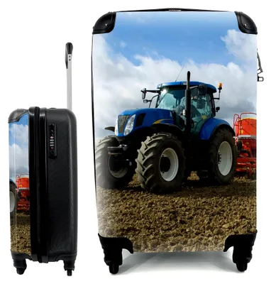 Produktbild von Handgepäck Trolley Koffer mit 4 Rollen - Traktor - Blau - Landleben - Wolken - Kabinengröße < 55x40x23 & 55x40x20 cm - Fotokoffer