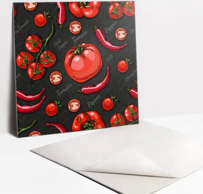 Produktbild von Fliesenaufkleber Set für Bad und Küche - 9 Fliesen Selbstklebend PVC - 30 x 30 - Paprika und Tomate