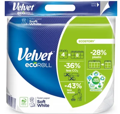 Obrázek produktu pro Měkký bílý Toaletní Papír z recyklovaného papíru - 4 role