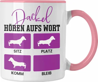 Produktbild von Trendation - Dackel Tasse Geschenke Dachshund Rauhaardackel Lustig Dackel Hören Aufs Wort (Rosa)