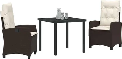 Obrázok produktu pre vidaXL Záhradný jedálenský set s vankúšmi 3 ks hnedý polyratan