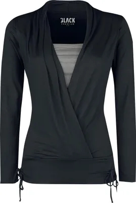 Produktbild von Black Premium by EMP Damen schwarzes Langarmshirt mit Zierbändern XL