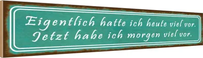 Produktbild von vianmo Holzschild 10x46 cm ich hatte heute viel vor Spruch Zitat