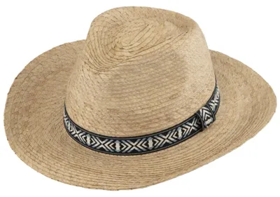 Fiebig Western Strohhut mit Azteken Zierband und UPF 50+ in beige
