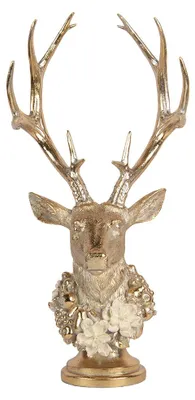 Produktbild von Clayre & Eef Dekorationsfigur Hirsch 24x19x52 cm Goldfarbig Kunststoff