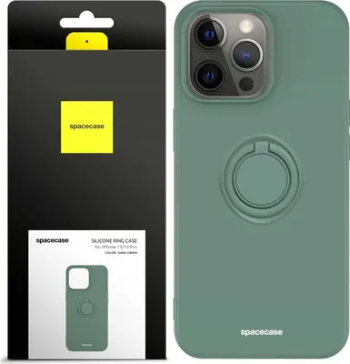 Zdjęcie produktu dla Silikonowe etui SPACECASE Silicone Ring Case do iPhone 13 Pro Zielony