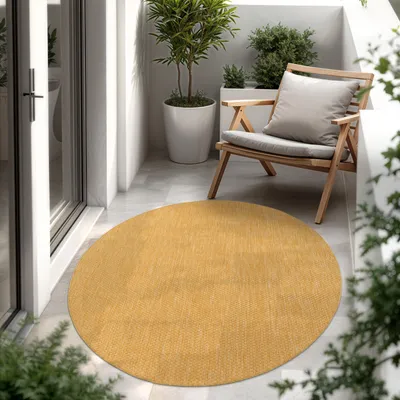 Produktbild von In- & Outdoor Teppich Flachgewebe einfarbig modern wetterfest für Terrasse Küche Grösse 160 cm Rund