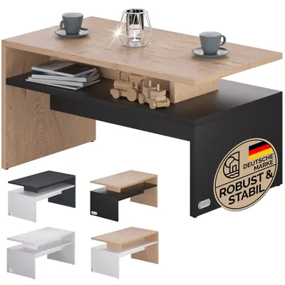Produktbild von CASARIA® Couchtisch Holz Grau mit Stauraum 95x55x50cm Wohnzimmertisch Modern Kratzfest 50kg Belastbar Beistelltisch Sofatisch Couch Wohnzimmer Möbel