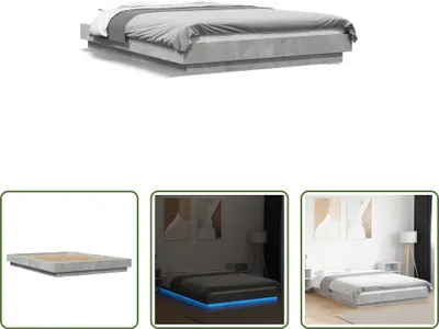 Produktbild von The Living Store Bettgestell mit LED Betongrau 120x190 cm Holzwerkstoff