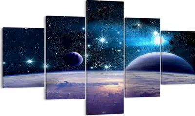 Produktbild von Bild auf Leinwand - Leinwandbild - Kosmos Planet - 125x70cm - Wand Bild - Wanddeko - Wandbilder - Leinwanddruck - Bilder - Kunstdruck - Wanddekoration - Leinwand bilder - Wandkunst - EA125x70-3575