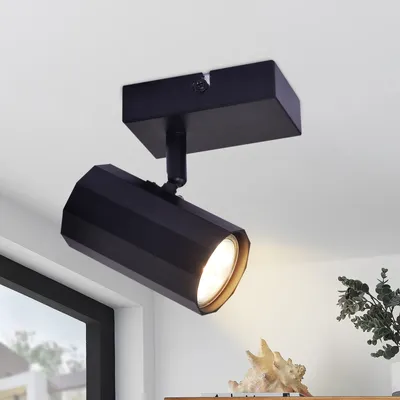 Zdjęcie produktu dla ZMH reflektor sufitowy 1 płomień lampa sufitowa czarna vintage lampa sufitowa metal GU10 obrotowa 350° lampa do przedpokoju MAX. 40W do przedpokoju kuchni bez żarówki