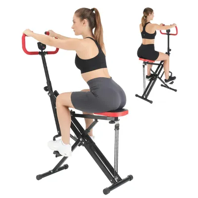 Produktbild von Fitnessgerät mit Widerstandsbändern, Klappbarer Squat Trainer Heimtrainer, Höhenverstellbar, Trainingsgerät für Beine & Po, Belastbar bis 100 kg
