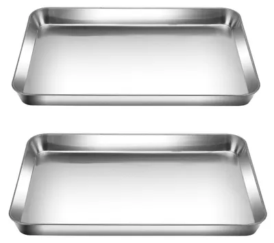 Immagine prodotto di Teglia da forno in acciaio inox - Set da 2 pezzi - 40 x 30 cm - Acciaio inox 430 - Lavabile in lavastoviglie