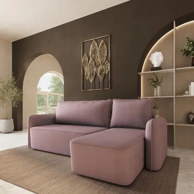 Produktbild von Masseno Ecksofa DOLVER mit Schlaffunktion L-Form, Sofa mit Bettkasten, Wohnzimmersofa, Couch, Soffa, Bettsofa, Couchgarnitur- Rosa, KRONOS 27