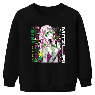 Immagine prodotto di Mitsuri Kanroji Demon Slayer Anime kawaii Heart Pastel Gift Unisex Kids Felpa Pullover, Nero, 104