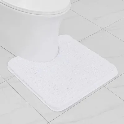 Immagine prodotto di Tappetino da bagno a forma di U, antiscivolo, bianco, 50x50 cm, in microfibra