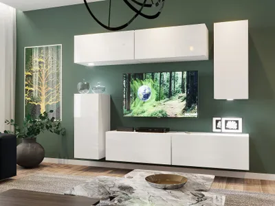 Produktbild von Mediawand Wohnwand 6 tlg - NEXI XL 38 - Weiss Hochglanz inkl. LED