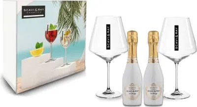 Produktbild von Scavi & Ray Geschenkset Scavi Ray 2x Ice Prestige Aperitivo Piccolo je 0,2L (10,5% Vol) mit 2x Scavi Weinglas Stilglas weiß- [Enthält Sulfite]