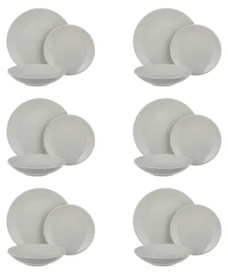 18-teiliges Tafelgeschirr-Set Grau, Porzellan, spülmaschinengeeignet