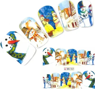 Produktbild von Tattoo Nail Art Nikolaus Weihnachten Schneemann Aufkleber Nagel Sticker