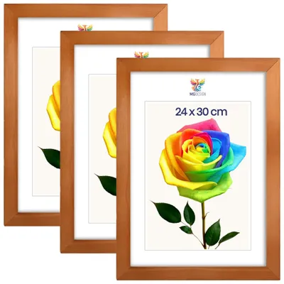 Produktbild von MG Design 3er Set Bilderrahmen Lackiert 24x30 cm - Echtholzrahmen mit Acrylglas, hoch/quer, zum Aufhängen & Aufstellen