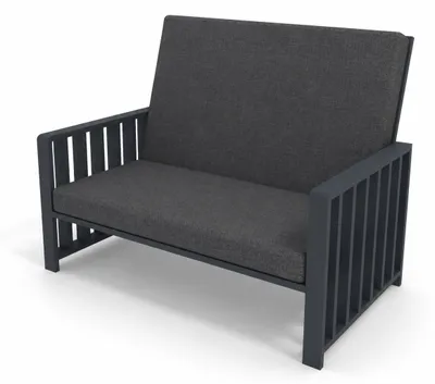 Produktbild von Möbae Solena Gartensofa Anthrazit 80x132x92 cm mit graphitfarbenen Kissen aus Kiefernholz Holzsofa für Terrasse Balkon Garten moderne Gartenmöbel wetterfest
