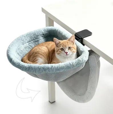Katzenhängematte für Schreibtisch, bis 18 kg, waschbar, halbrund