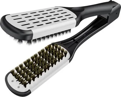 Produktbild von Haarglätter Bürste, AISEELY Wildschweinborsten Haarbürste ohne Ziepen, Krauses Haarkamm, Styling-Werkzeuge für Gesundes Haar, Bürste Glattes Frizz