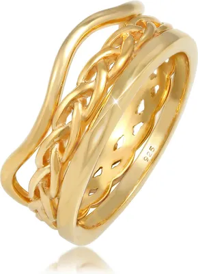 Produktbild von ELLI Damen Ringe 3er Set mit Wellen- & Geflecht-Design und eleganten Verdrehungen