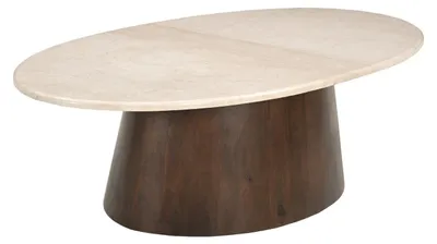 Produktbild von Couchtisch Bottecino Oval aus Mangoholz 120*65cm - Beige/Braun