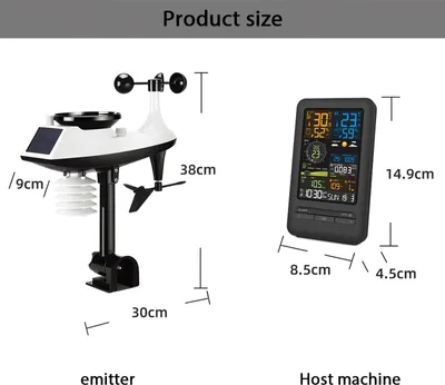 Produktbild von WLAN Wetterstation - Smart Tuya Thermometer Hygrometer - Windgeschwindigkeit & Richtung - Regenmesser - Lichtindex - Luftqualität - Weiß