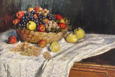 Obrázok produktu pre Plakát 91,5 x 61 cm Jablká a hrozno, Monet Vintage do Salonu