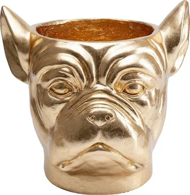 Produktbild von Blumentopf Hund "Deko Bulldogge" Gold - ca. 37 cm