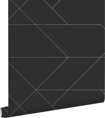 Produktbild von ESTAhome Tapete grafische Linien Schwarz und Gold 53 cm x 10.05 m