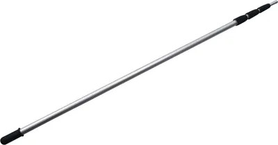 A silver and black telescopic pole against a white background.
