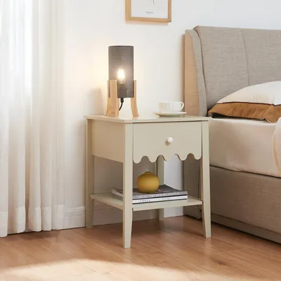 Produktbild von Nachttisch 'Luspoo' mit Schublade 50 x 40 x 40 cm Cremeweiß
