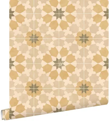 Productafbeelding van ESTAhome behang tegelmotief bruin en beige 50 x 900 cm