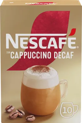 A box of Nescafé Gold Typ Cappuccino Decaf.