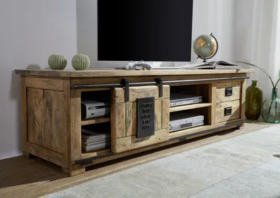 Produktbild von MASSIVMOEBEL24 TV-Board Mango 180x55x50 natur lackiert RAILWAY #145